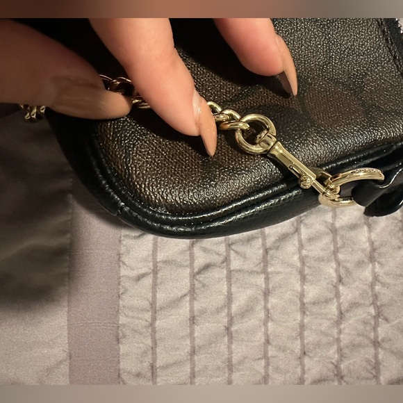 Coach Black and Brown Wristlet with Gold Chain - Picture 5 of 6